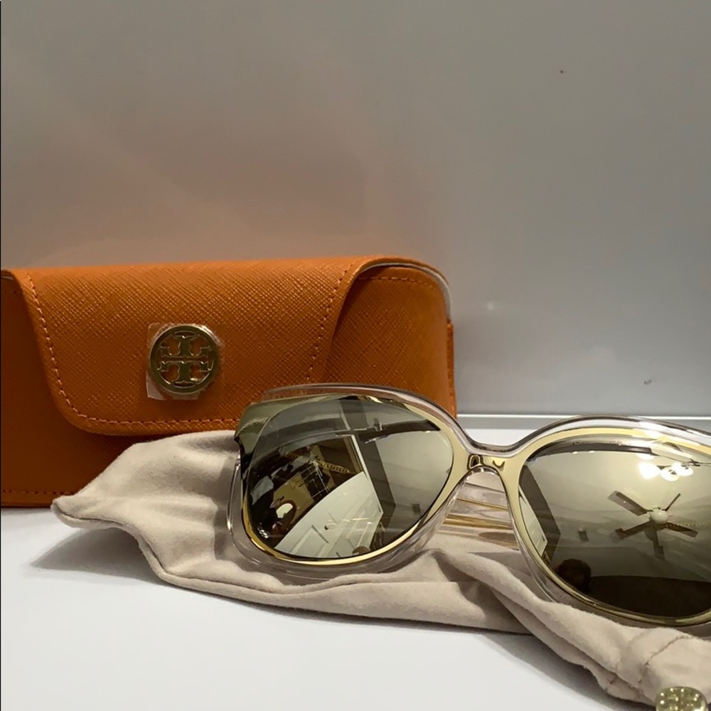 Tory Burch Gold and Clear Sunglasses
